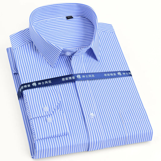 Men's Classic Long Sleeve Solid/Striped Formal Business Shirt. Size 38- 44