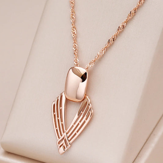 New 585 Rose Gold Color Ethnic Bridal Pendant Necklace for Women, Perfect for Daily Wear and Special Occasions